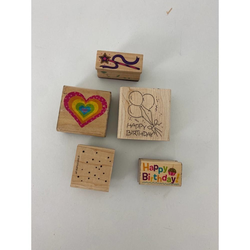 Vintage stamps for scrapbooking, card making, and crafts - Birthday, Heart, Wand